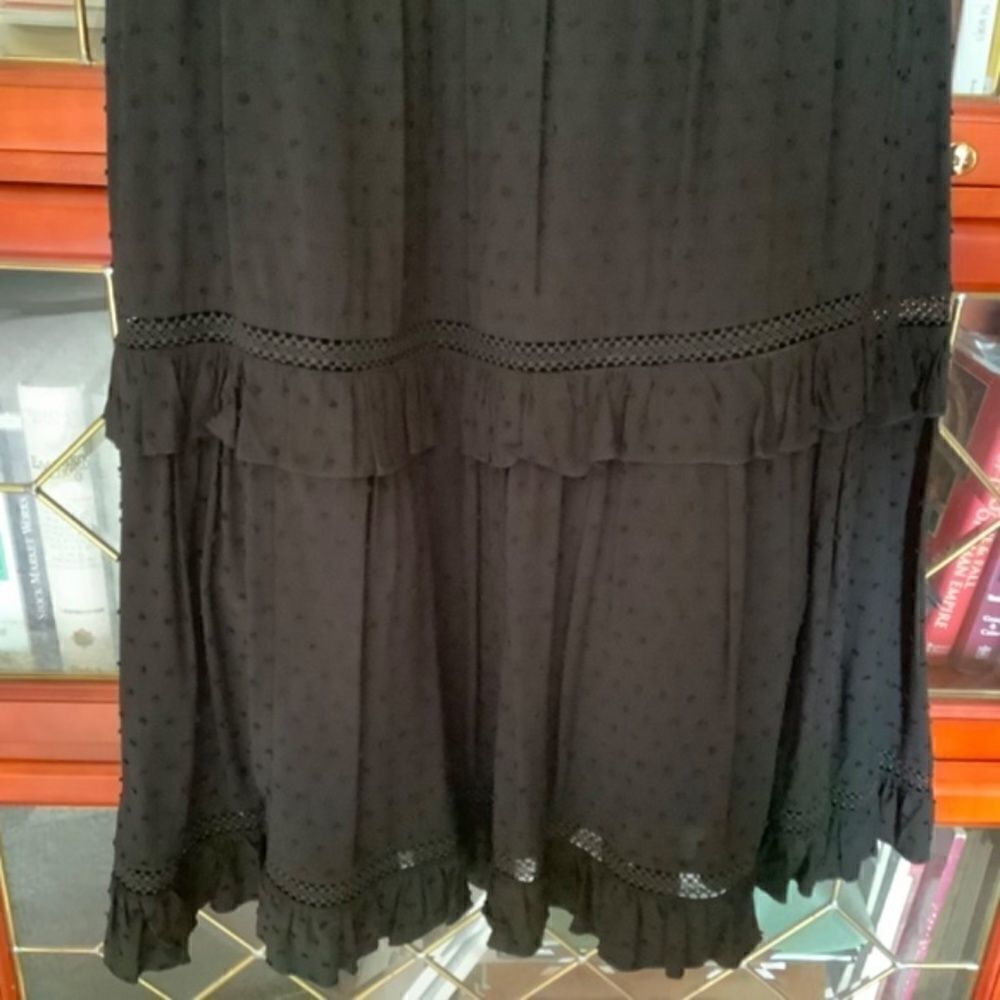 KATE SPADE BLACK EMBROIDERED LACED FULLY LINED TIERED MIDI VISCOSE WOMAN… - Picture 7 of 11